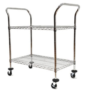 WCS Heavy-Duty Chrome Utility Cart with 2-Tier Wire Shelf