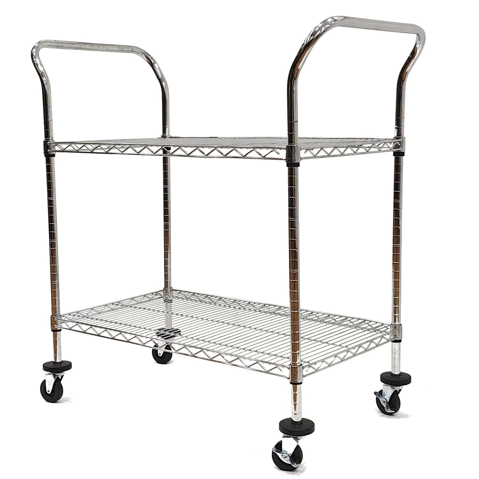 WCS Heavy-Duty Chrome Utility Cart with 2-Tier Wire Shelf