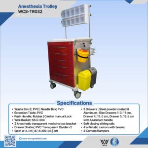 Cart with 4 Drawers & 2 Waste Bins