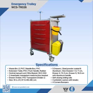 Cart with 4 Drawers & 2 Waste Bins