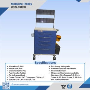 Cart with 4 Drawers & 2 Waste Bins