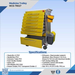 Cart with 8 Drawers & 2 Waste Bins