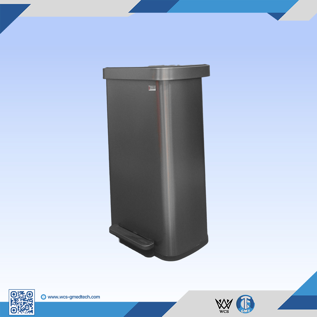 Medical waste disposal bin for healthcare facilities and medical environments.