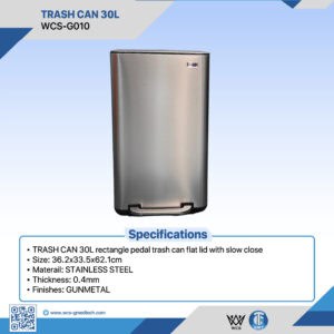 WCS-G010 30L Stainless Steel Pedal Trash Can | Gunmetal