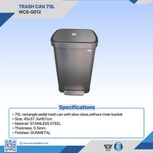 WCS-G012 70L Stainless Steel Pedal Trash Can | Gunmetal
