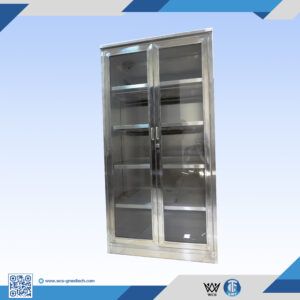 WCS-C013 1000x500x1800mm 304 stainless steel medical cabinet with 2 doors, 5 layers, and 4 rolling wheels