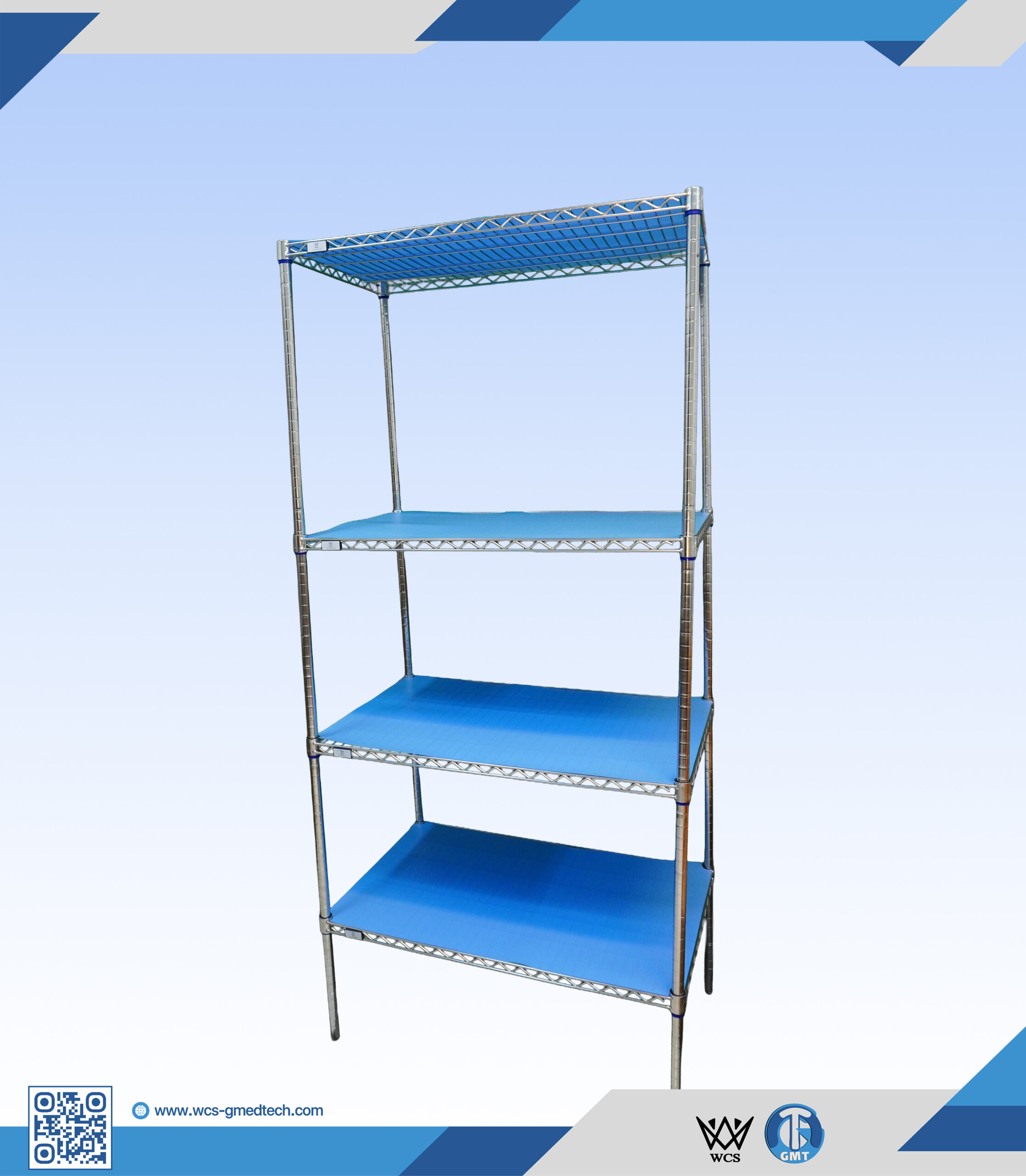 4-tier heavy duty 304 stainless steel wire shelf measuring 60x150x200 cm with adjustable feet