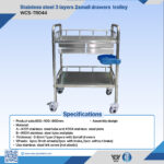 WCS-TR044 3-Tier Stainless Steel Medical Trolley