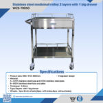 WCS-TR050 Stainless Steel Medicinal Trolley | 2-Layer Cart
