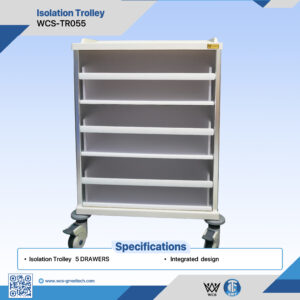 WCS-TR055 Isolation Trolley featuring 5 organized drawers for clinical medical supply storage