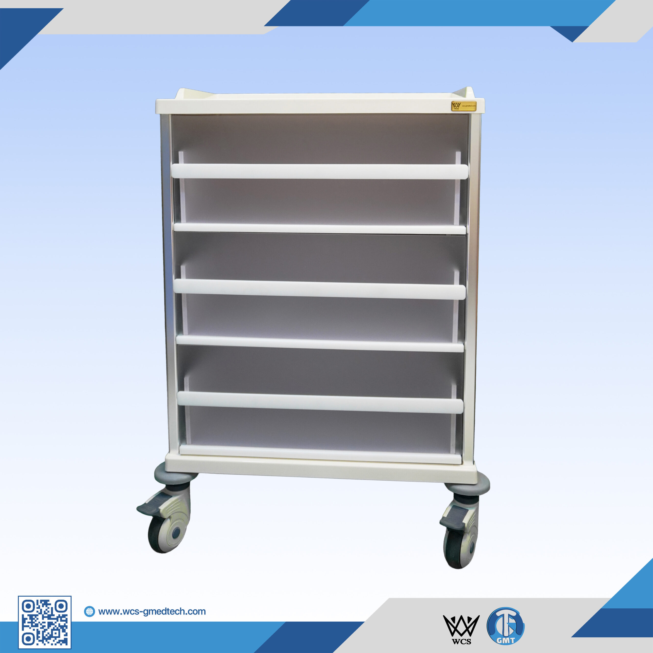 WCS-TR055 Isolation Trolley featuring 5 organized drawers for clinical medical supply storage