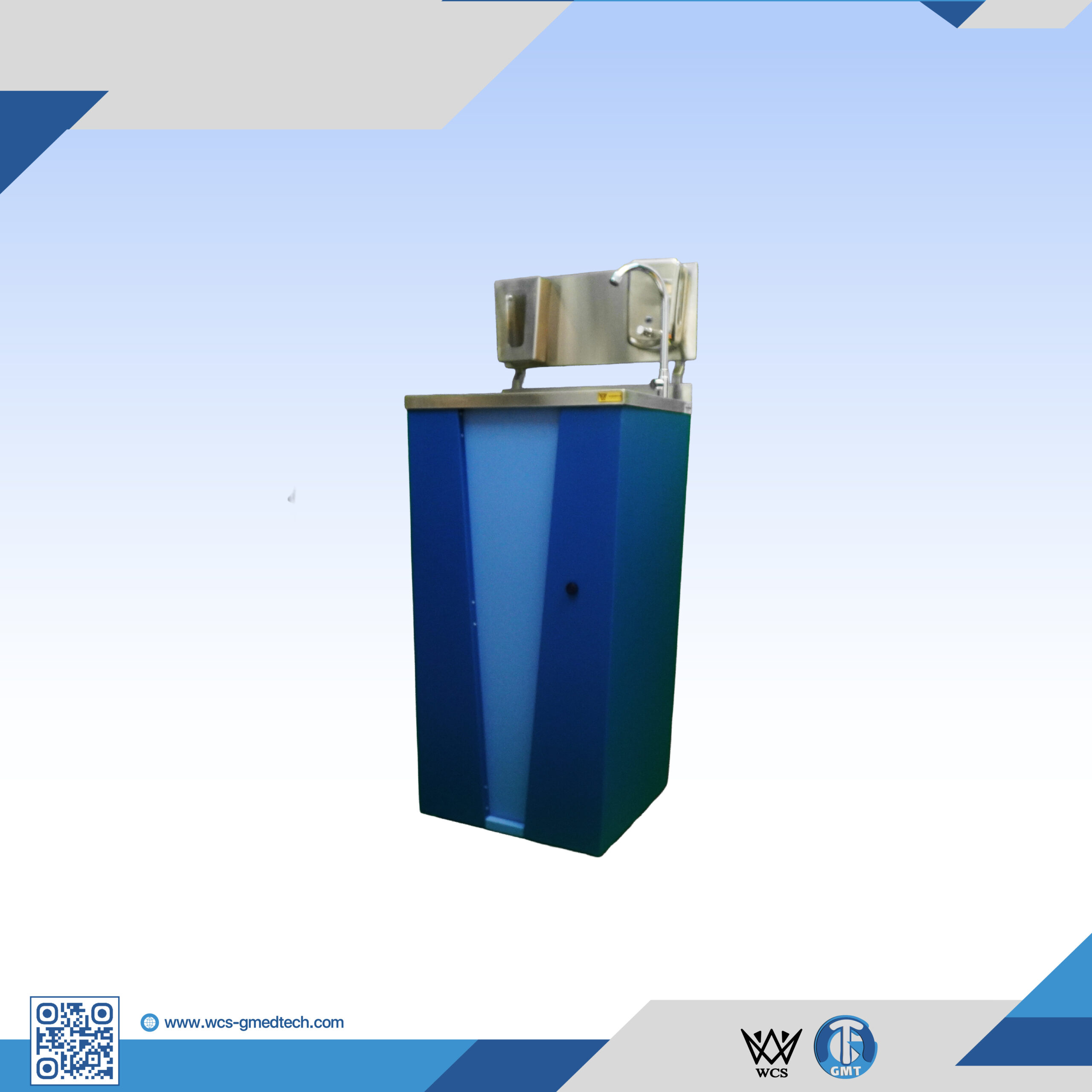WCS-SN010 portable stainless steel sink with IR sensor faucet, dual 10L water bottles, and mobility wheels