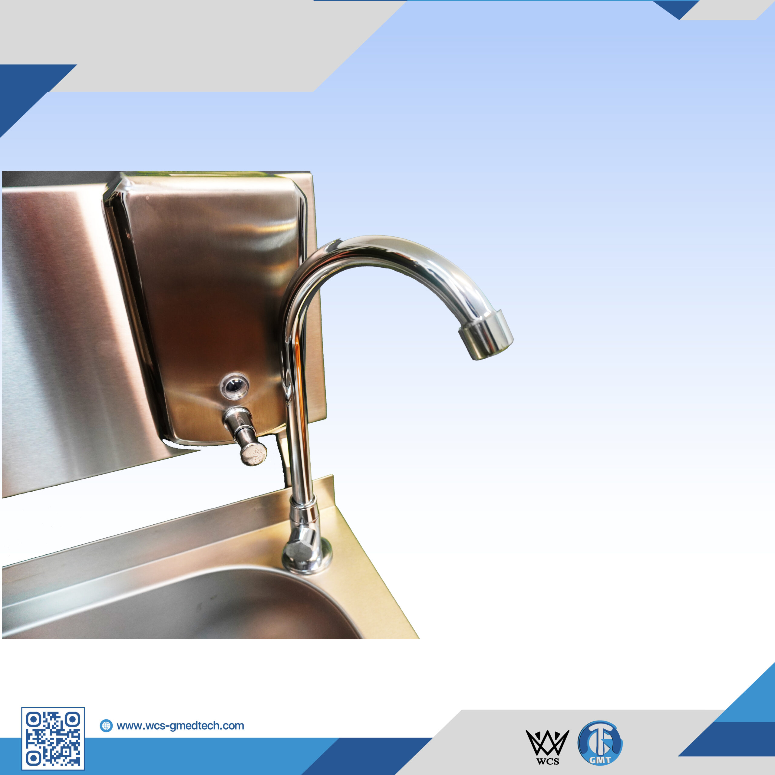 WCS-SN010 portable stainless steel sink with IR sensor faucet, dual 10L water bottles, and mobility wheels