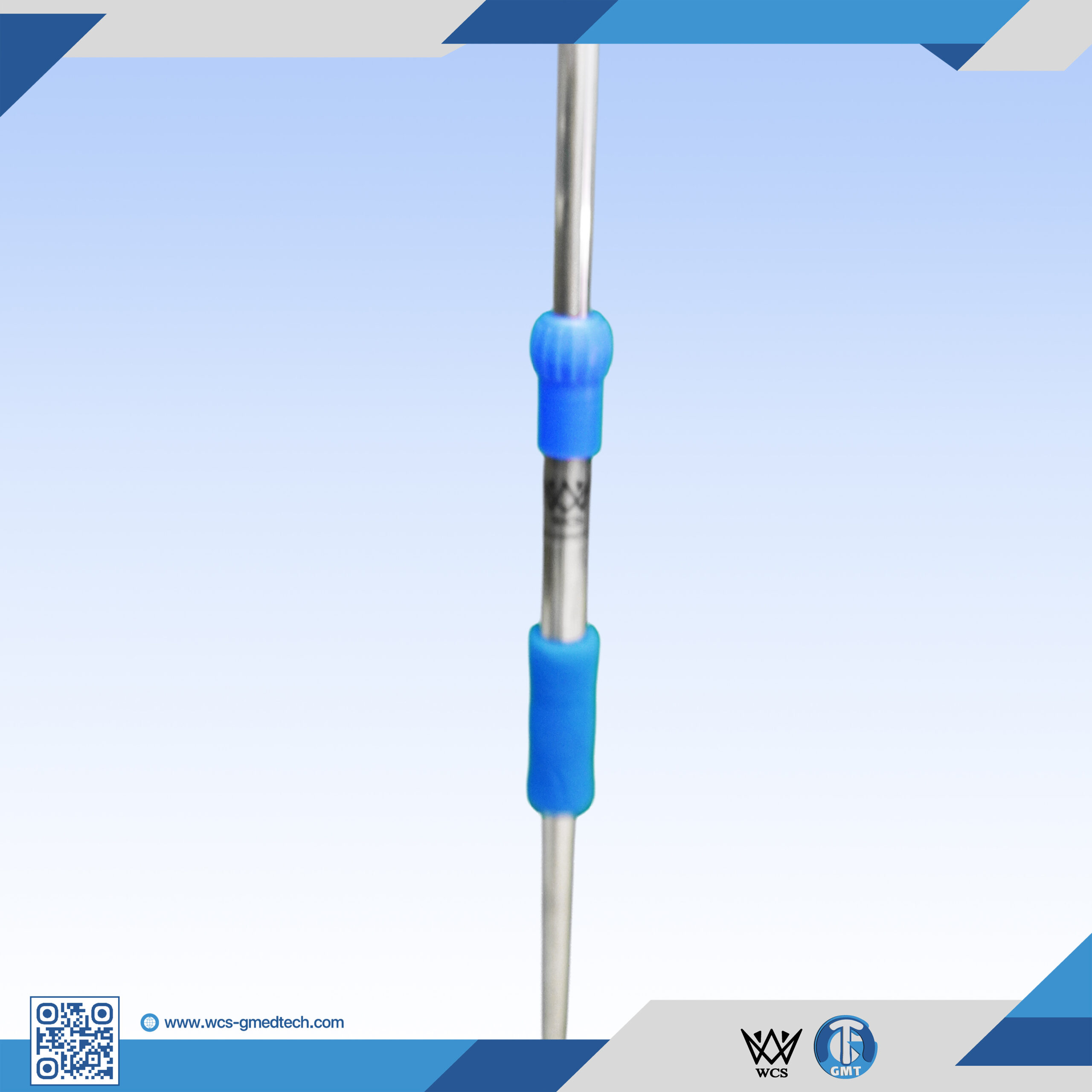 WCS-TR060 I.V Stand Regular V5 stainless steel medical pole with 4 hooks and 5-wheel penta base