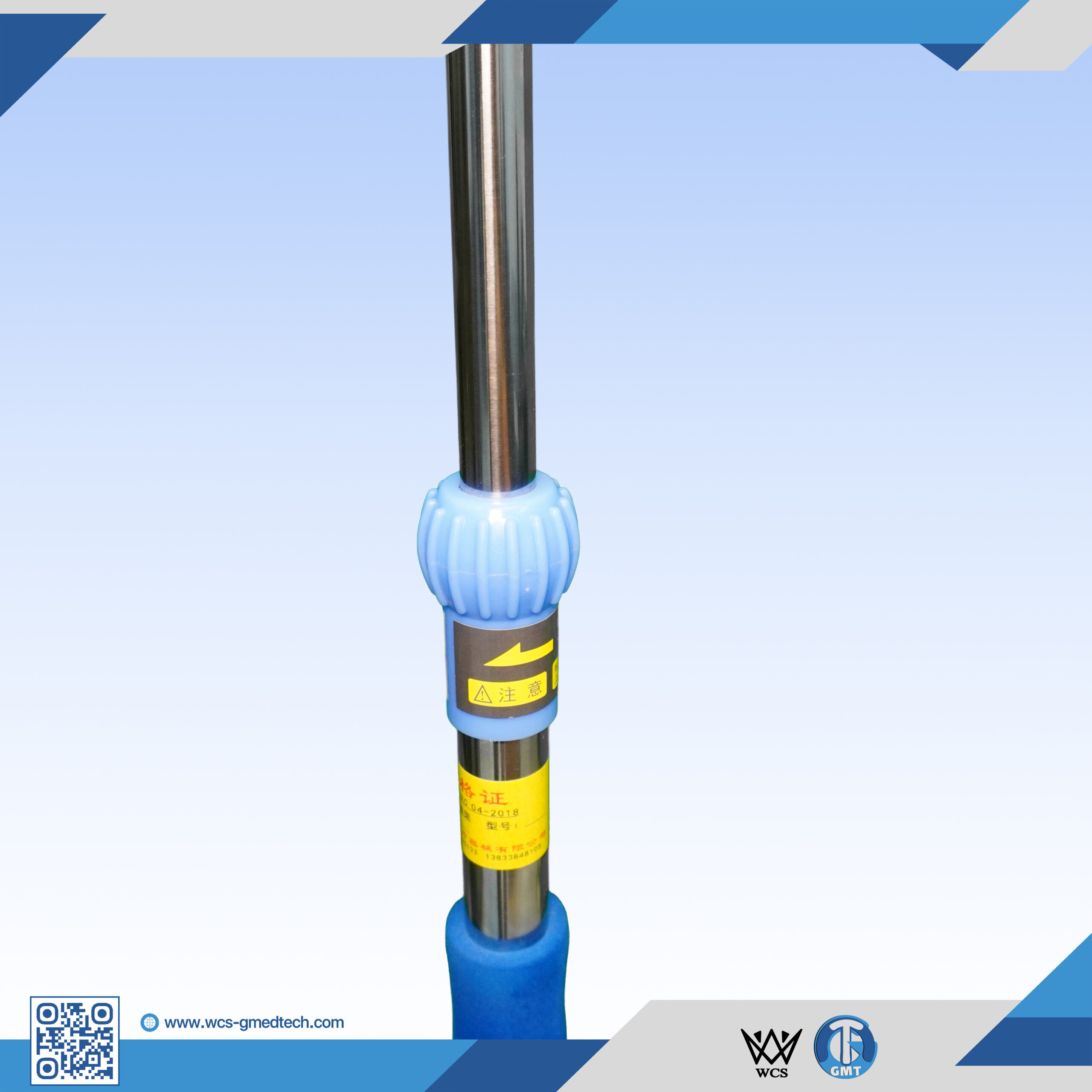 WCS-TR056 I.V Stand Regular V1 featuring a stainless steel construction, four hanging hooks, and a five-castor penta base for clinical mobility.