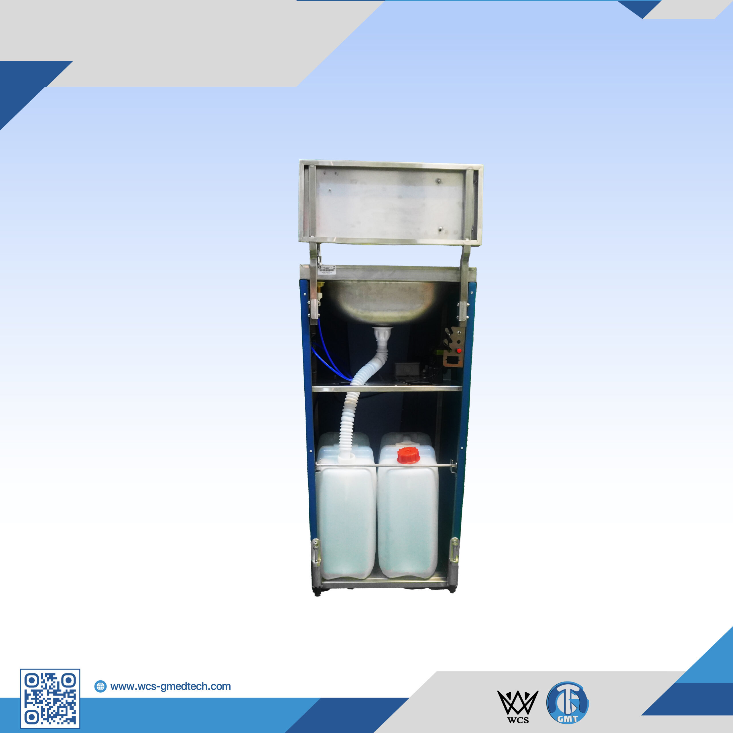 WCS-SN010 portable stainless steel sink with IR sensor faucet, dual 10L water bottles, and mobility wheels