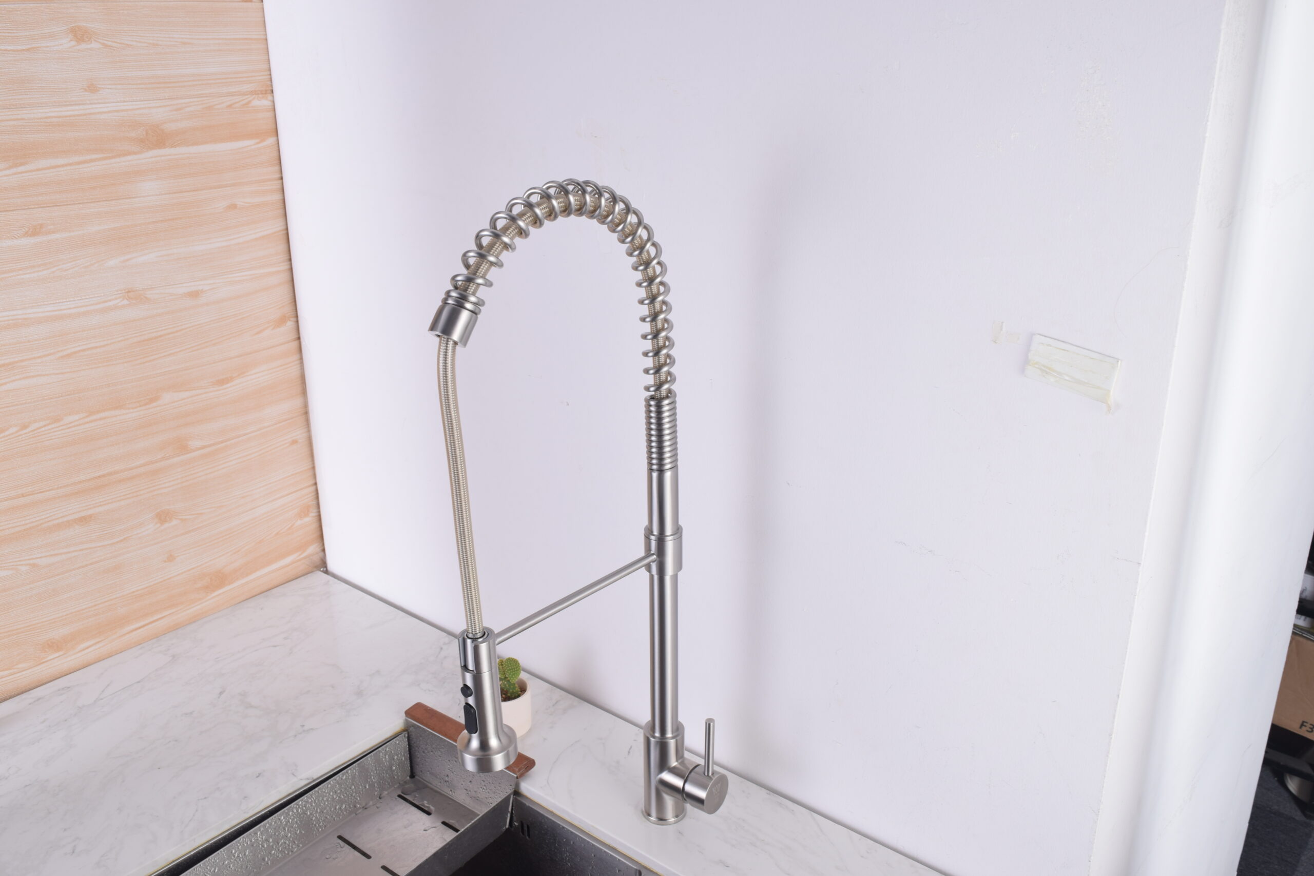 304 stainless steel pull-out faucet with satin finish for commercial and medical facilities