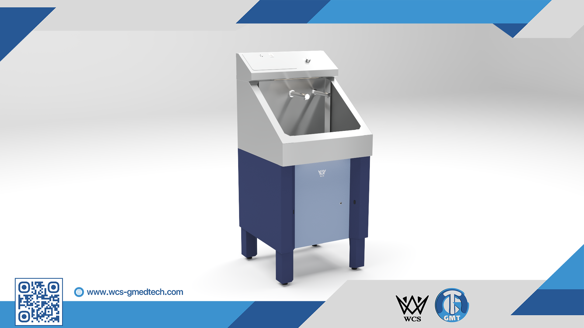 WCS-SN002 Single Scrub Sink featuring 1.2mm Grade 304 stainless steel construction, infrared touchless faucet, and infrared soap dispenser