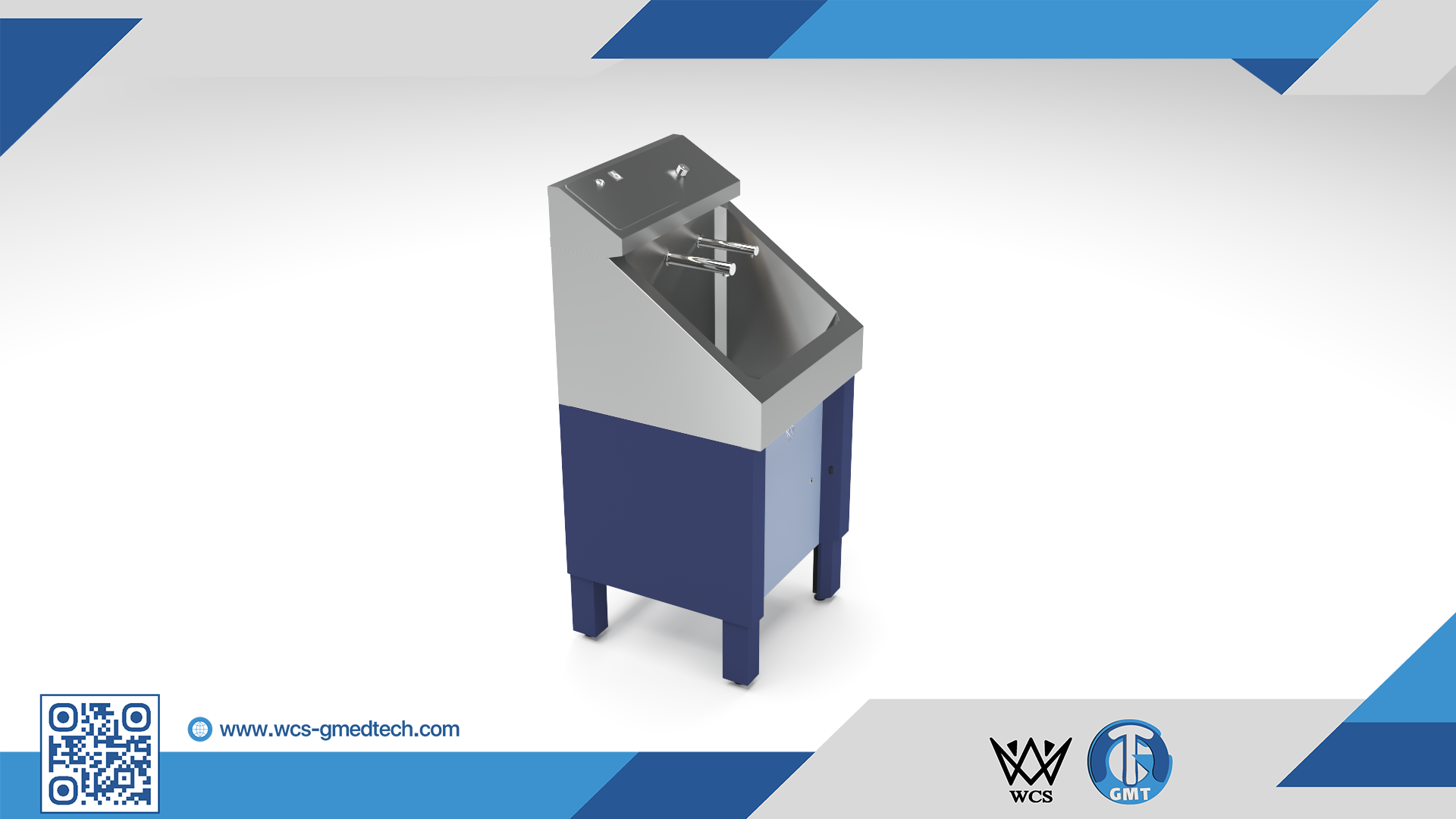 WCS-SN002 Single Scrub Sink featuring 1.2mm Grade 304 stainless steel construction, infrared touchless faucet, and infrared soap dispenser